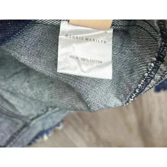 Maggie Marilyn Denim Jacket Sz 10 Belted Pockets Contemporary Blue Color - Picture 7 of 9